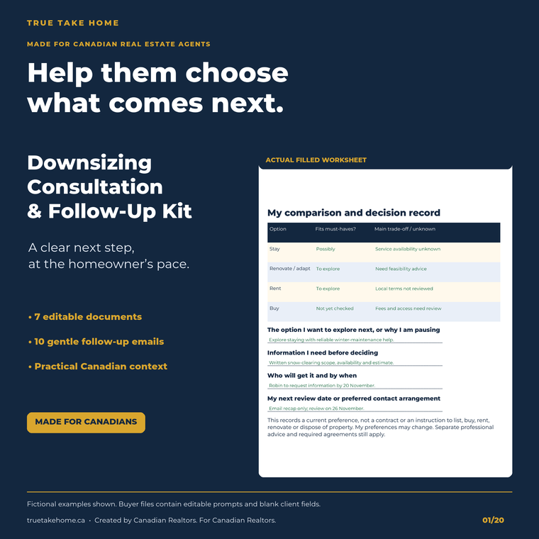 Canadian Downsizing Consultation & Follow-Up Kit product cover