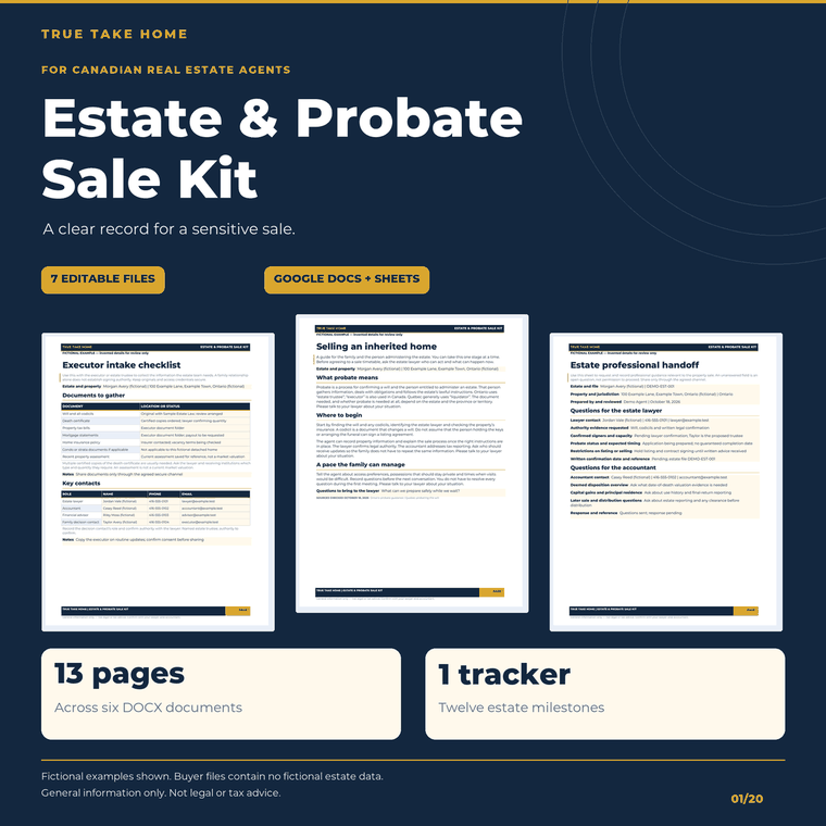 Canadian Estate & Probate Sale Kit product cover