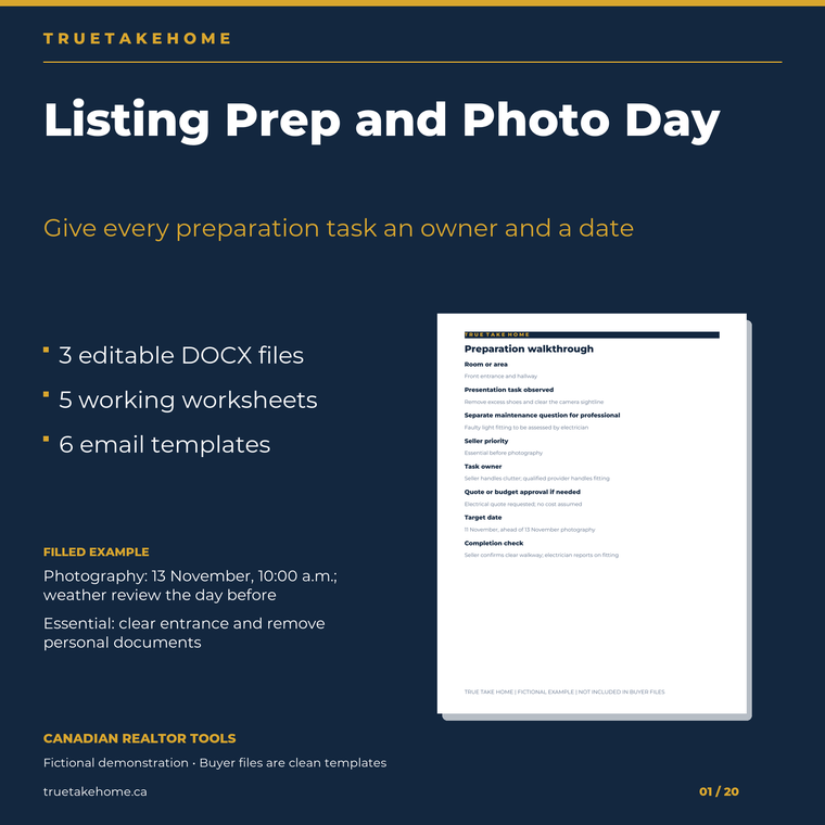 Canadian Listing Prep and Photo Day System product cover