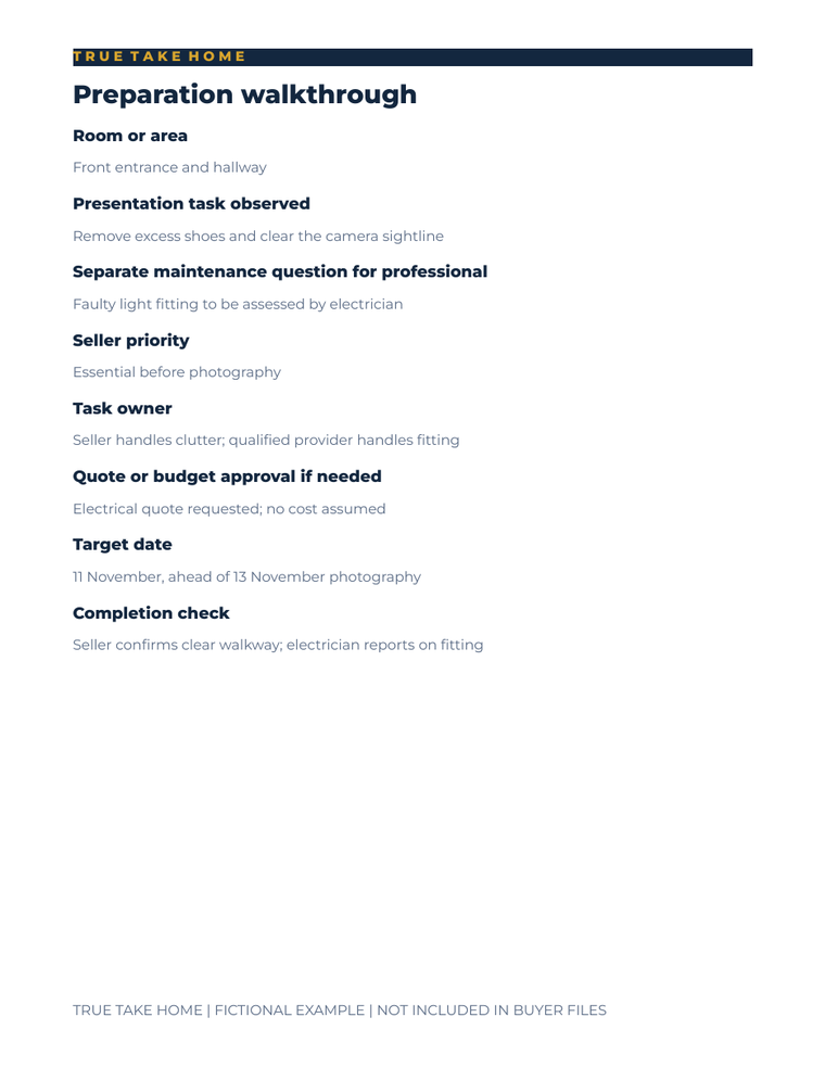 Listing Prep and Photo Day filled Preparation walkthrough worksheet